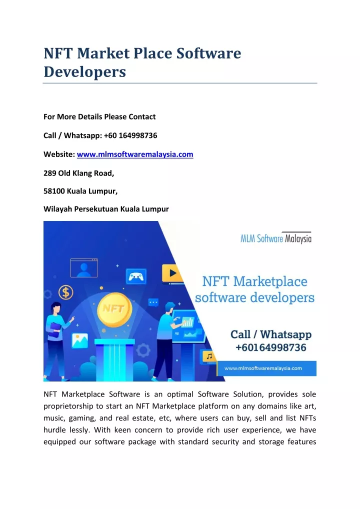 nft market place software developers