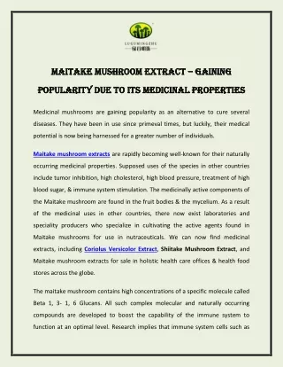maitake mushroom extract maitake mushroom extract