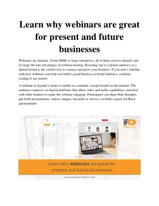 learn why webinars are great for present