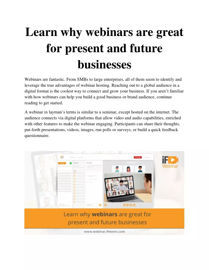 learn why webinars are great for present