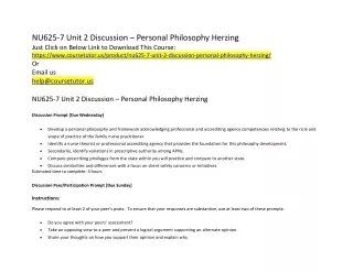 NU625-7 Unit 2 Discussion – Personal Philosophy Herzing