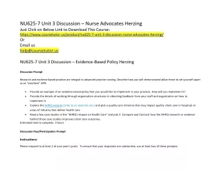 NU625-7 Unit 3 Discussion – Nurse Advocates Herzing