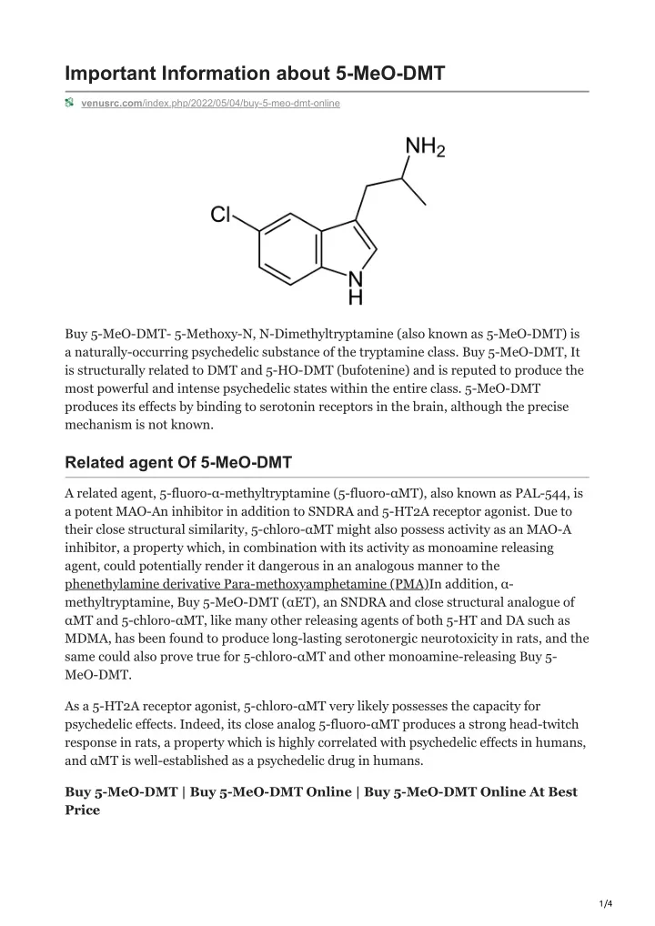 important information about 5 meo dmt