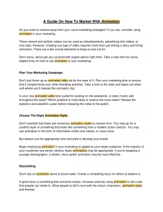 a guide on how to market with animation