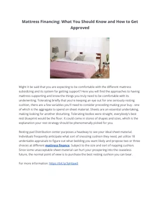 mattress financing what you should know