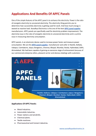 applications and benefits of apfc panels