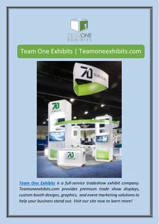 Team One Exhibits | Teamoneexhibits.com