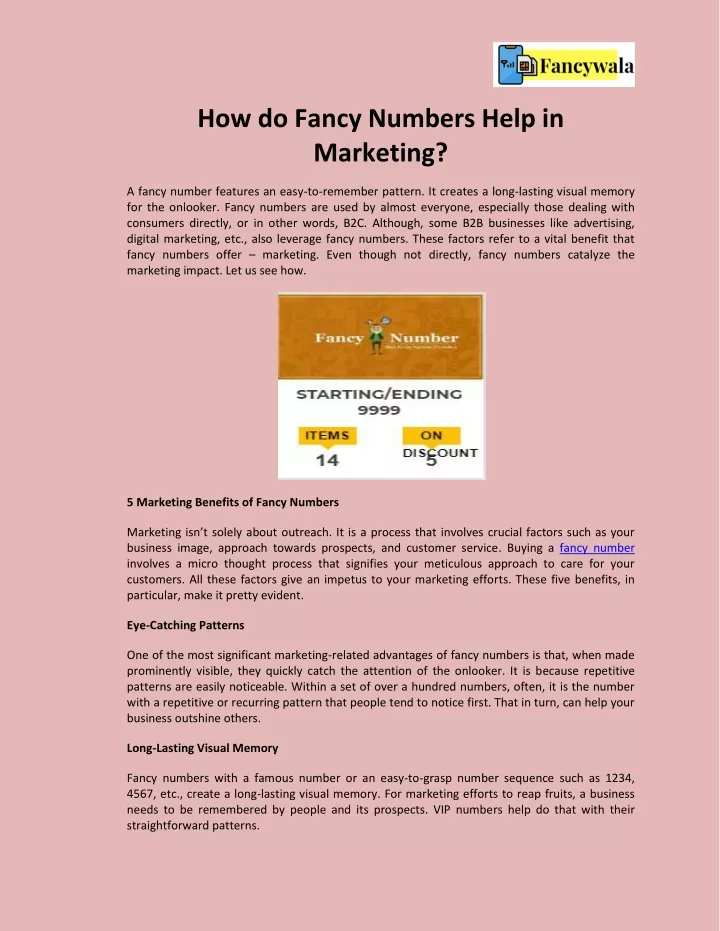 how do fancy numbers help in marketing