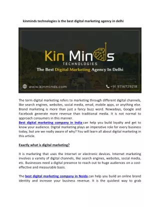 kinminds technologies is the best digital marketing agency in delhi