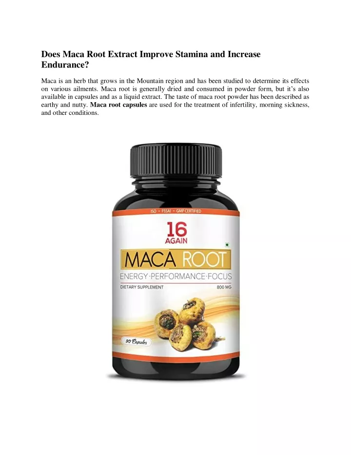 does maca root extract improve stamina