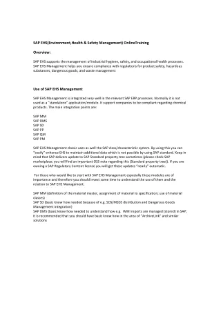 sap ehs environment health safety management