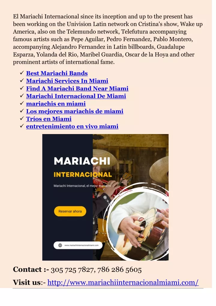 el mariachi internacional since its inception