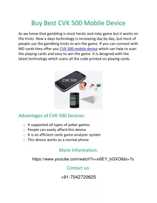 Buy Online Cvk 500 Mobile Device