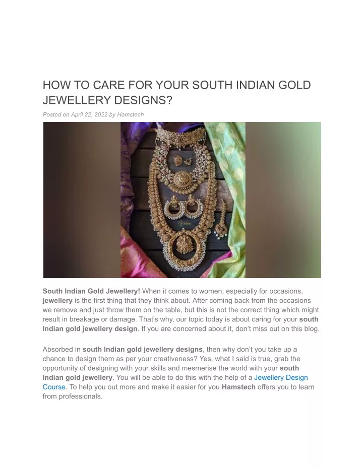 how to care for your south indian gold jewellery