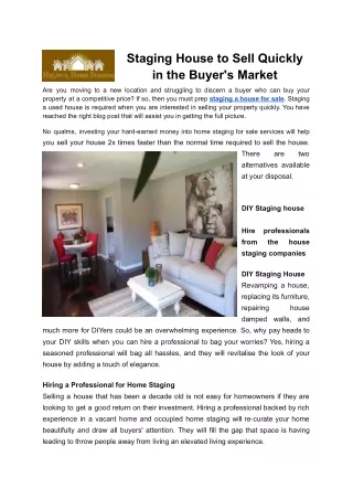 Staging A House For Sale - Helpful Home Staging
