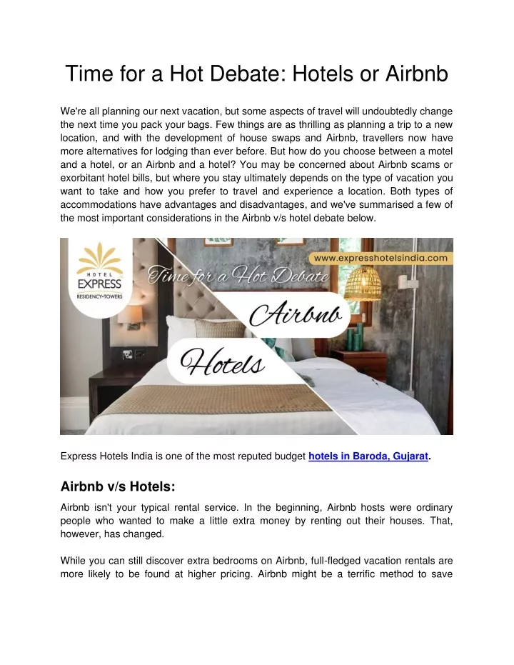 time for a hot debate hotels or airbnb