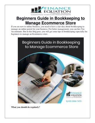 Beginners Guide in Bookkeeping to Manage Ecommerce Store