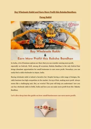Buy Rakhi in Bulk and Make More Money this Raksha Bandhan