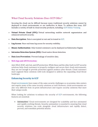 What Cloud Security Solutions Does GCP Offer - Visualpath