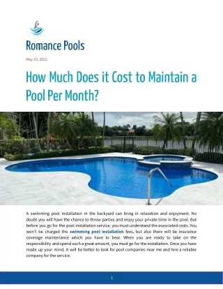 How Much Does it Cost to Maintain a Pool Per Month?