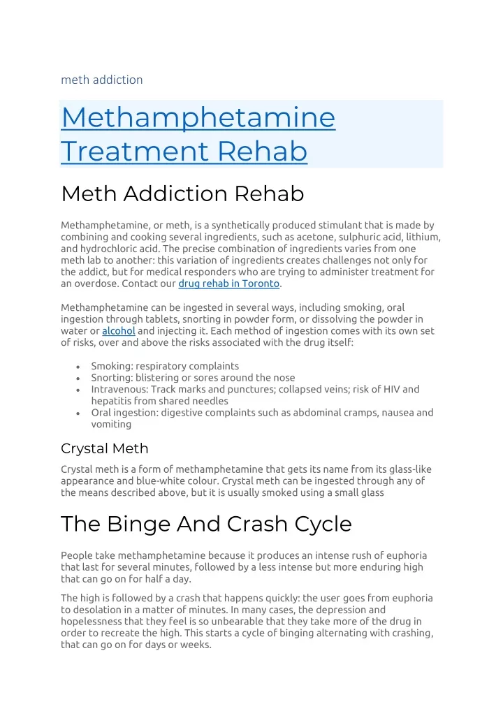 meth addiction methamphetamine treatment rehab