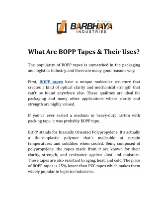 What Are BOPP Tapes & Their Uses?
