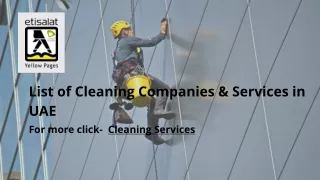 List of Cleaning Companies & Services in UAE