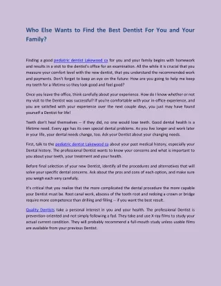 Who Else Wants to Find the Best Dentist For You and Your Family (1)