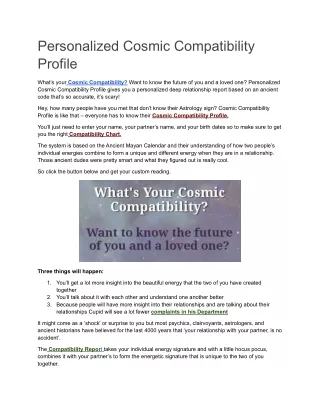 personalized cosmic compatibility profile