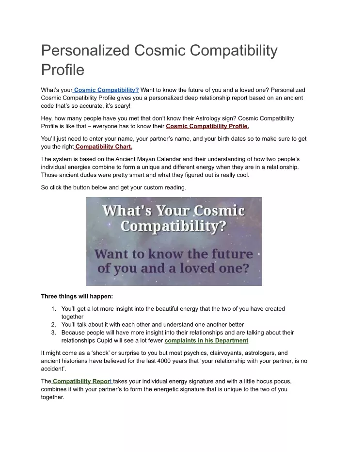 personalized cosmic compatibility profile