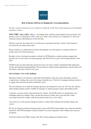 Role of Imenso Software in Shaping the e-Learning Industry