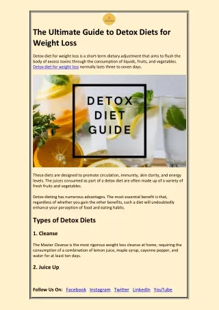 The Ultimate Guide to Detox Diets for Weight Loss