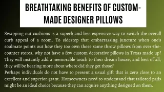 Breathtaking Benefits Of Custom-Made Designer Pillows