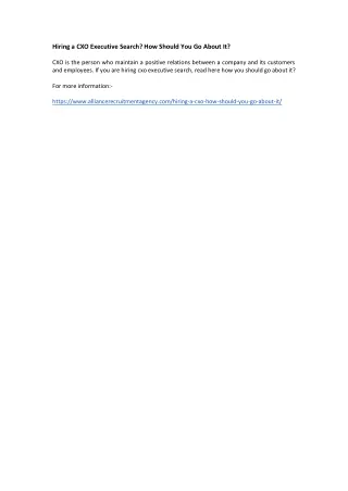 hiring a cxo executive search how should