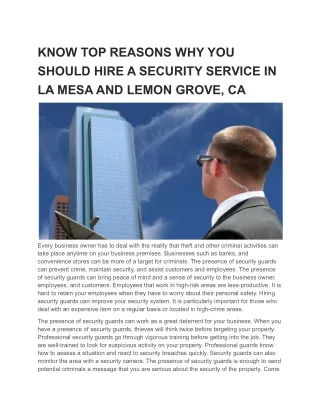 know top reasons why you should hire a security