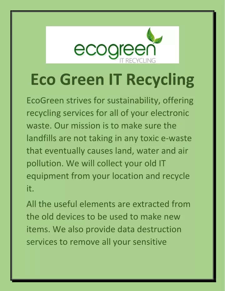 eco green it recycling