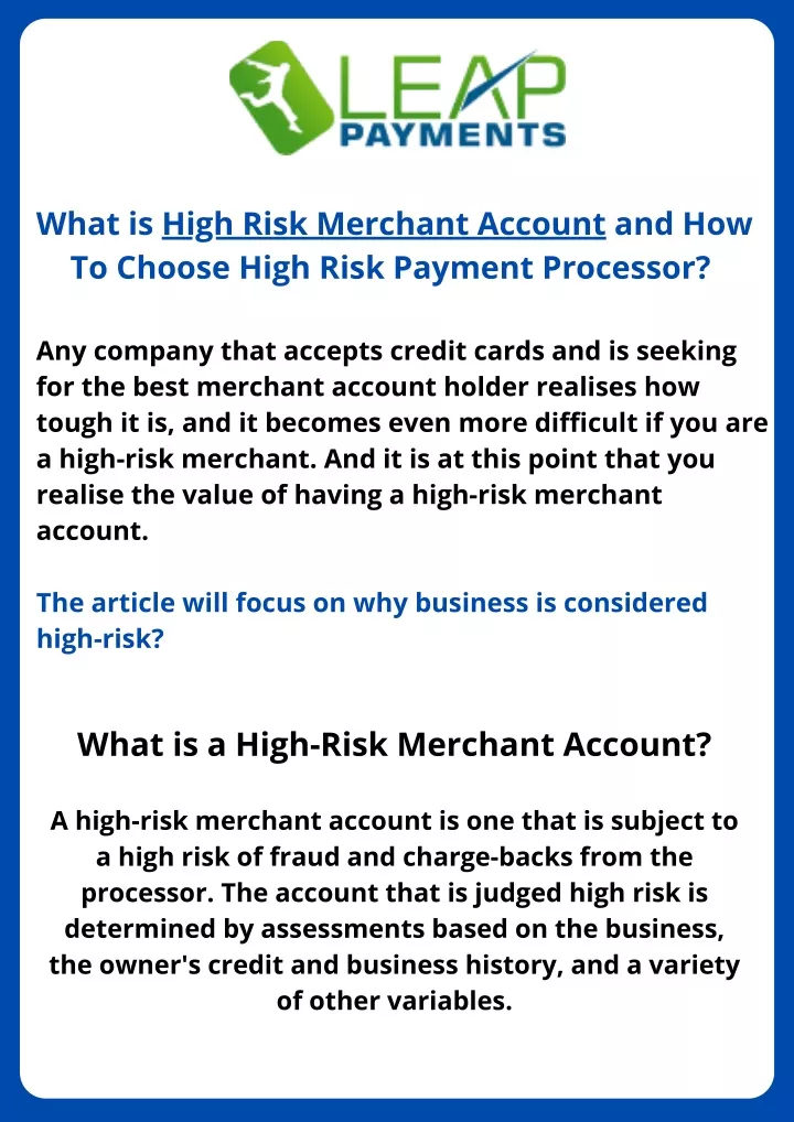 what is high risk merchant account