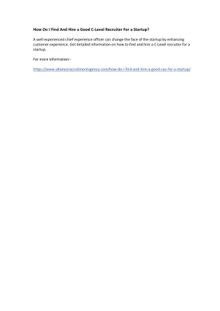 how do i find and hire a good c level recruiter