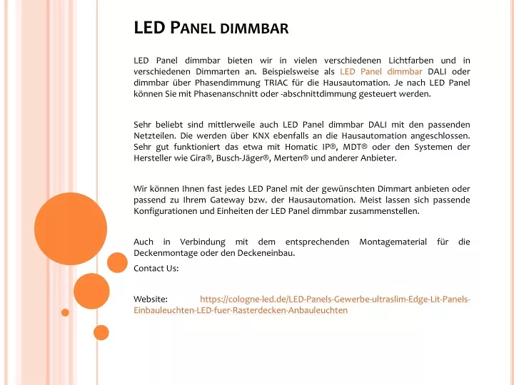 led panel dimmbar