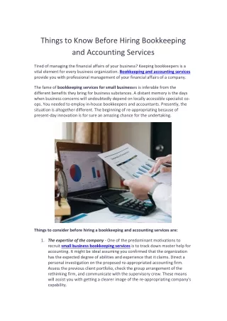 bookkeeping and accounting services