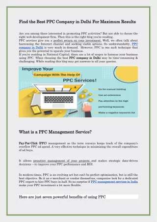 Find the Best PPC Company in Delhi For Maximum Results