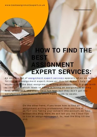 How To Find The Best Assignment Expert Services