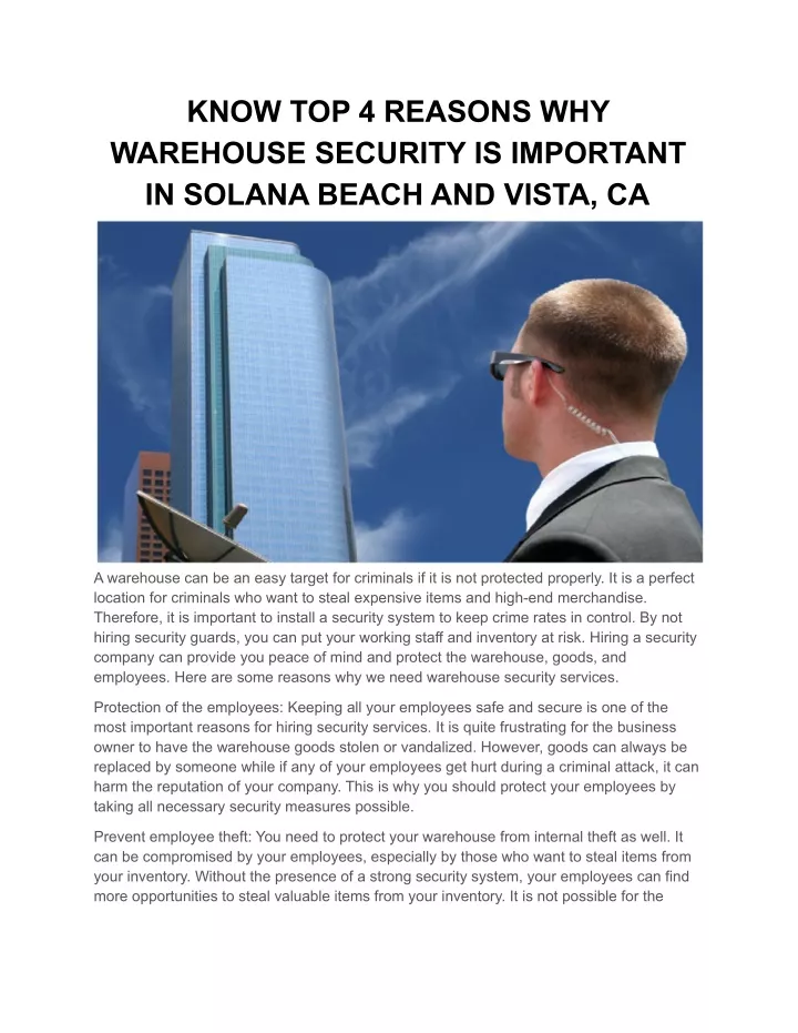 know top 4 reasons why warehouse security