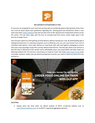 dos and don t s of food order in train