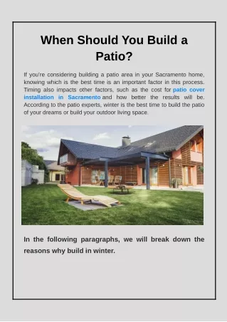 when should you build a patio