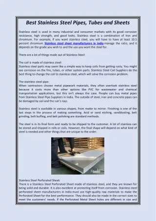 Best Stainless Steel Pipes