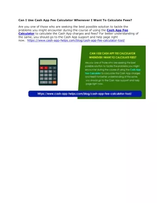 Can I Use Cash App Fee Calculator Whenever I Want To Calculate Fees