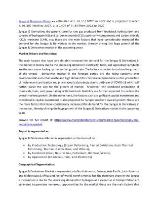 Syngas & Derivatives Market