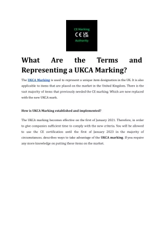 what representing a ukca marking