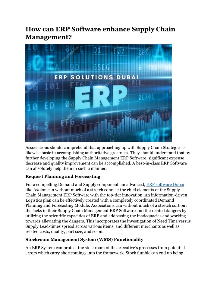 how can erp software enhance supply chain